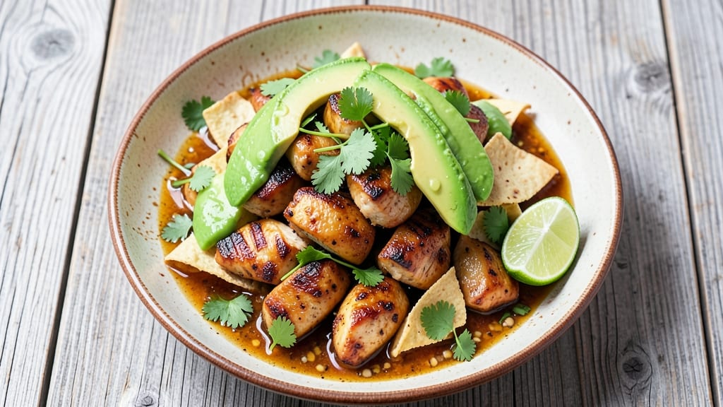 Authentic Mexican Chicken Taco Salad Recipe: Crunchy Tortilla Topped with Spicy Cilantro-Lime Zing