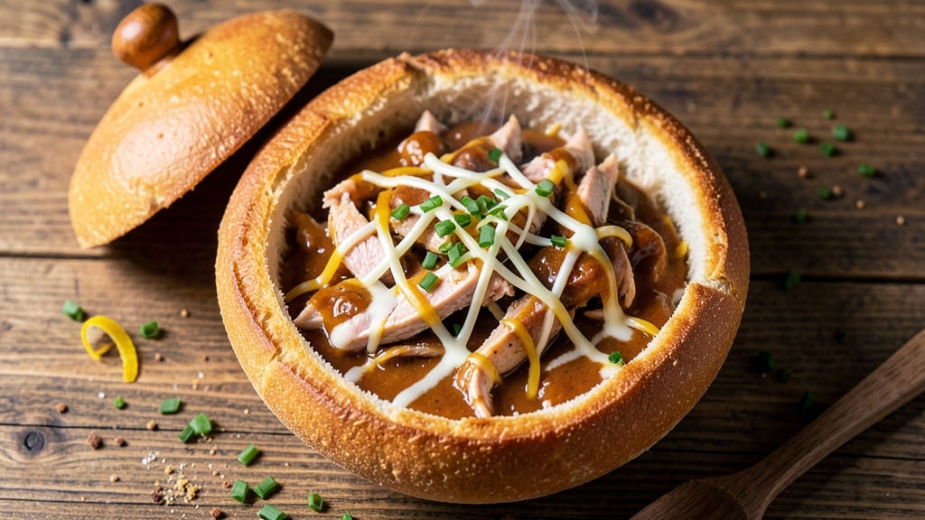 Buffalo Chicken Dip Bread Bowl Recipe: Crispy Crown Over Smoky Cheddar Rivers