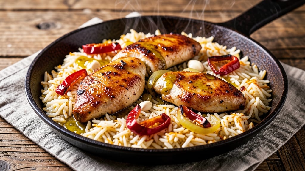 Baked Chicken Paella Recipe: Saffron-Infused Rice with Golden Crispy Top