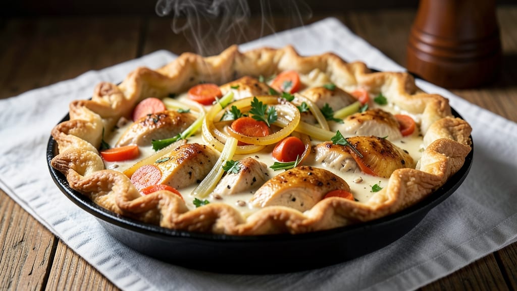 America's Test Kitchen Cast Iron Chicken Pot Pie Recipe: Crispy Top, Gooey Pull-Apart Cheese Magic