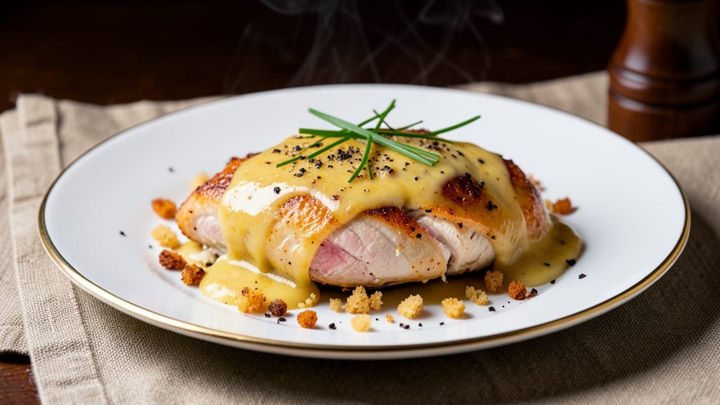 Baked Chicken Oscar Recipe: Crispy Breaded Crown Over Smoky Cheddar Streaks