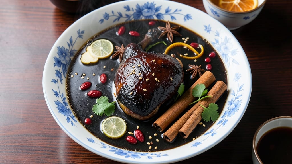 Black Chicken Soup Chinese Recipe: Fragrant Star Anise and Ginger Harmony