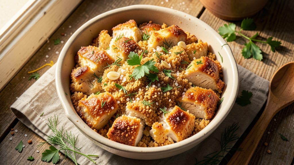 Baked Chicken Cake Recipe: Crispy Crown Over Melty Pull-Apart Centers