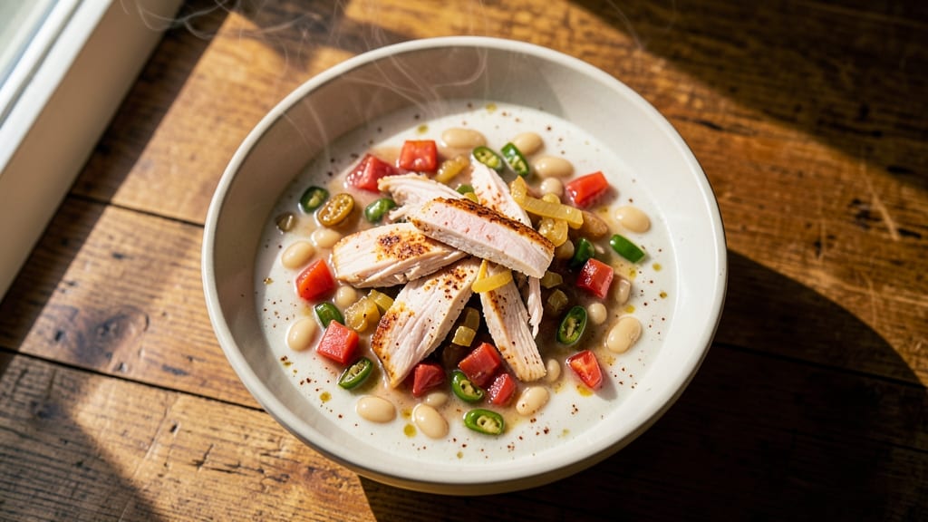 Bush's Great Northern Beans White Chicken Chili Recipe: Smoky White Bean and Chicken Comfort Bowl