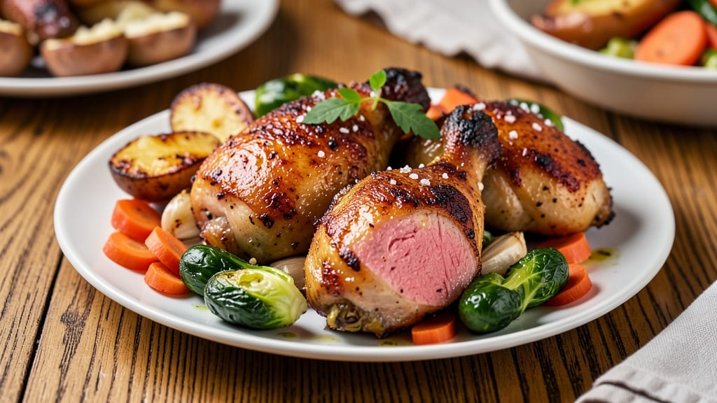 Baked Chicken Thighs With Roasted Veggies Recipe: Juicy Skin-On Thighs and Caramelized Veggie Medley
