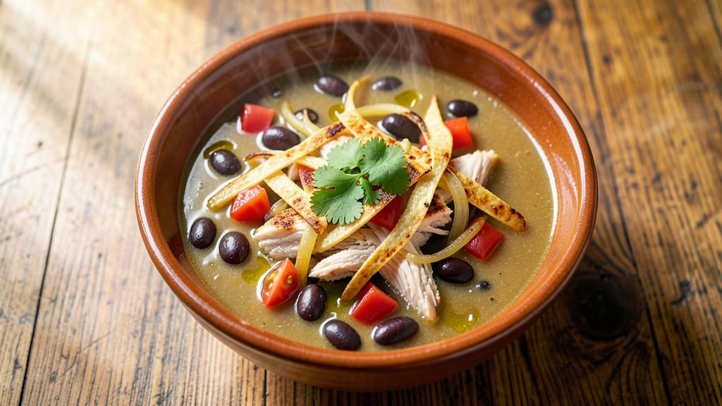 Basic Chicken Tortilla Soup Recipe: Crispy Tortilla Crowns Over Smoky Tomato Rivers