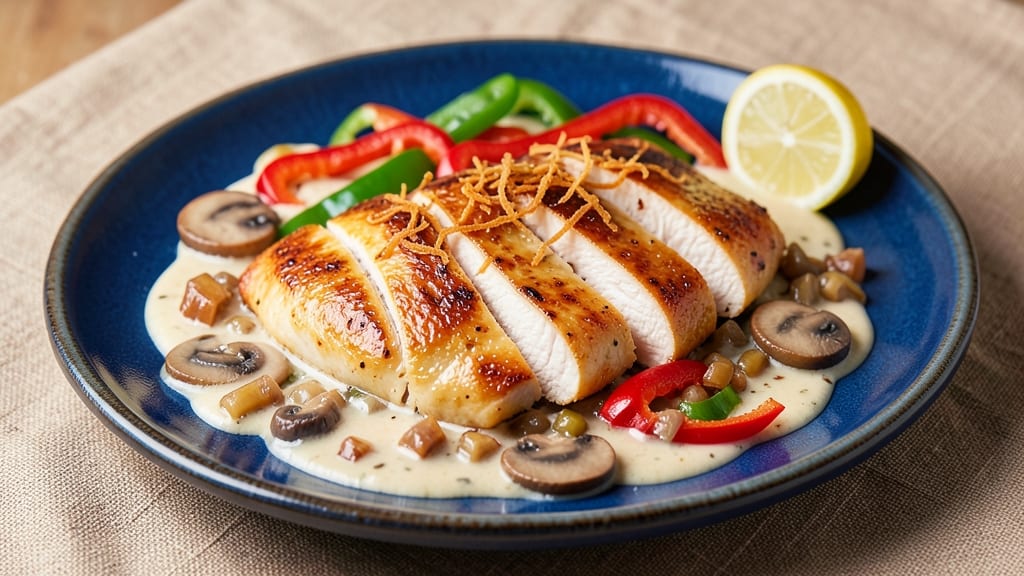 Campbell's Chicken À La King Recipe: Celery Crown Crunch Over Creamy Mushroom Sauce