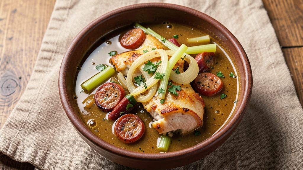 Campbell's Chicken Gumbo Soup Copycat Recipe: Deep-Roasted Okra and Sausage Flavor