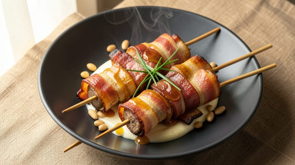 Chicken Liver Rumaki Recipe: Boozy-Glazed Skewers With Crispy Celery Crown