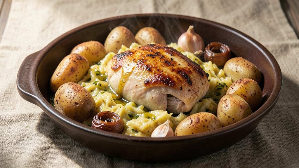 Chicken Sauerkraut and Potatoes Recipe: German-Style One-Pan Heartiness