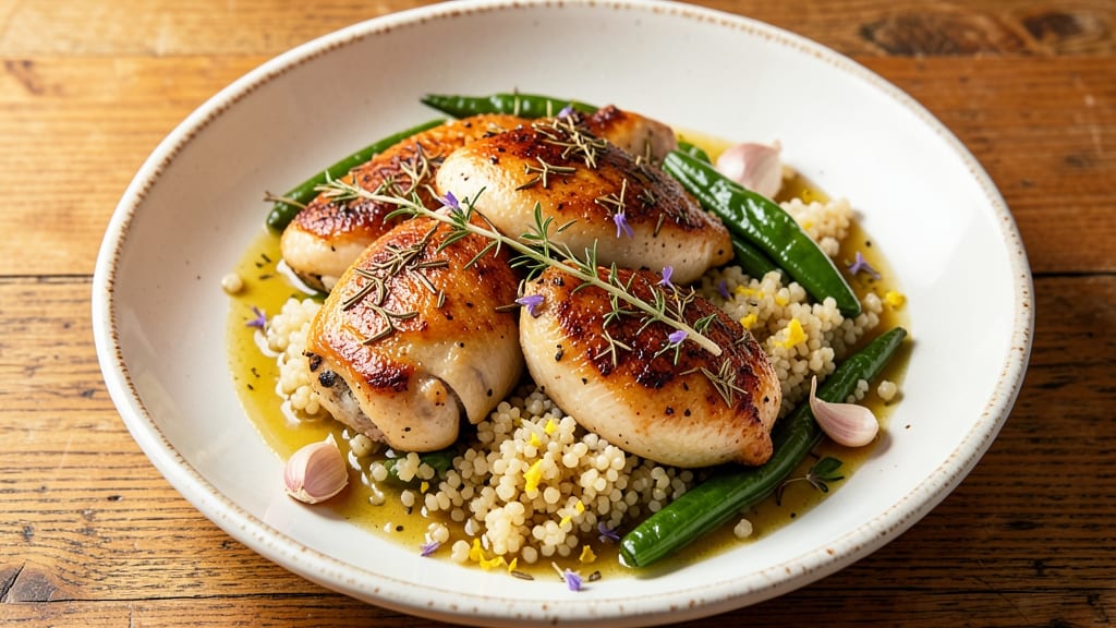 Chicken Thyme with Green Bean Couscous Hellofresh Recipe: One-Pan Herb-Infused Harmony