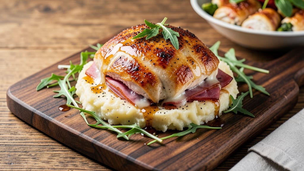 Baked Stuffed Chicken Cordon Bleu Recipe: Swiss and Ham Layers Baked to Juicy Perfection