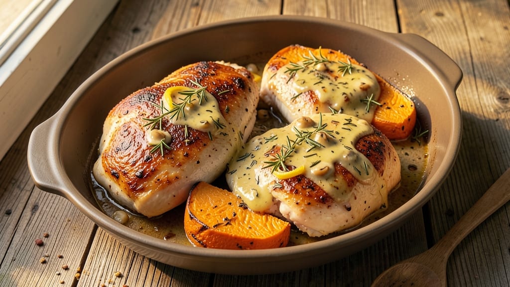 Baked Chicken Breast And Butternut Squash Recipe: Herb-Crusted Roast With Silky Squash