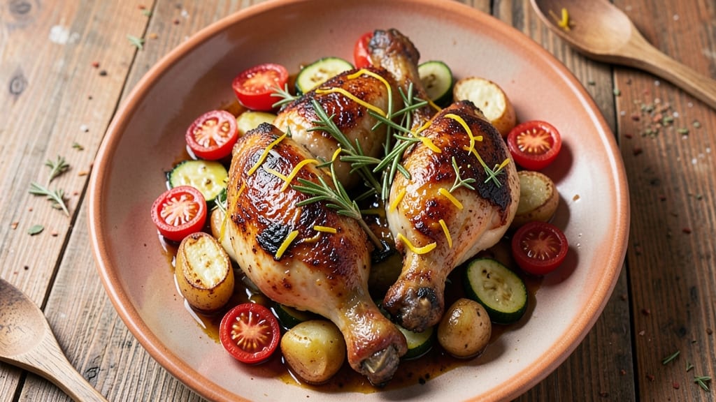 Baked Chicken Legs With Vegetables Recipe: Juicy Skin and Caramelized Veggie Harmony