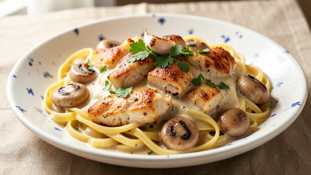 Grandma's Restaurant Chicken Tetrazzini Recipe: Celery Crown Crunch Over Creamy Mushroom Sauce